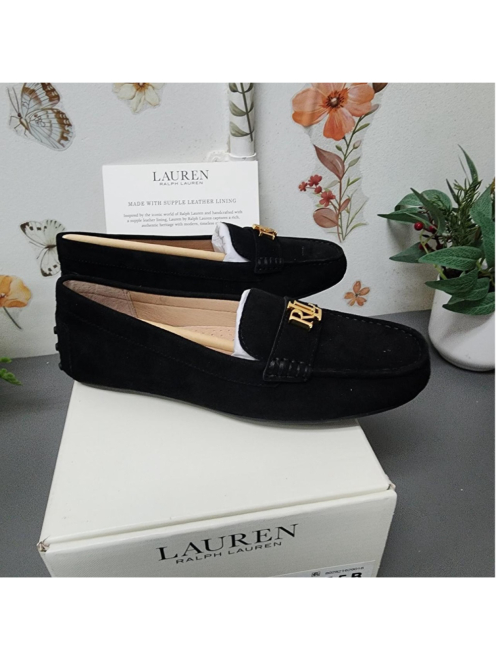 Ralph Lauren Barnsbury Black Suede Loafers 5.5
